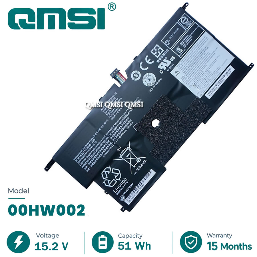 QMSI 15.2V 51wh 3000mAh Модель 00HW002 00HW003 SB10F46441 SB10F46440 Аккумулятор для Lenovo ThinkPad X1 Carbon Gen3 2015 Ноутбук