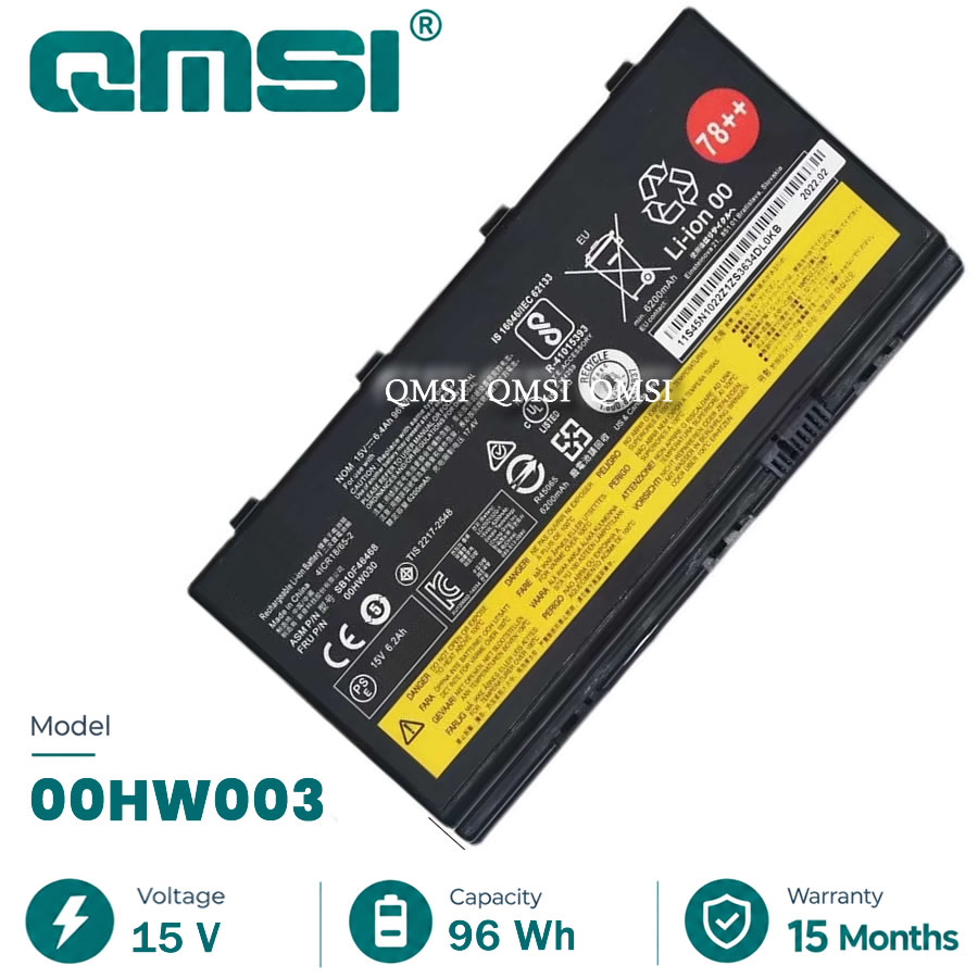 QMSI 15V 96Wh 6.4Ah Модель 00HW030 01AV451 SB10F46468 Аккумулятор для Lenovo ThinkPad P70 P71 P72 Ноутбук серии 78++