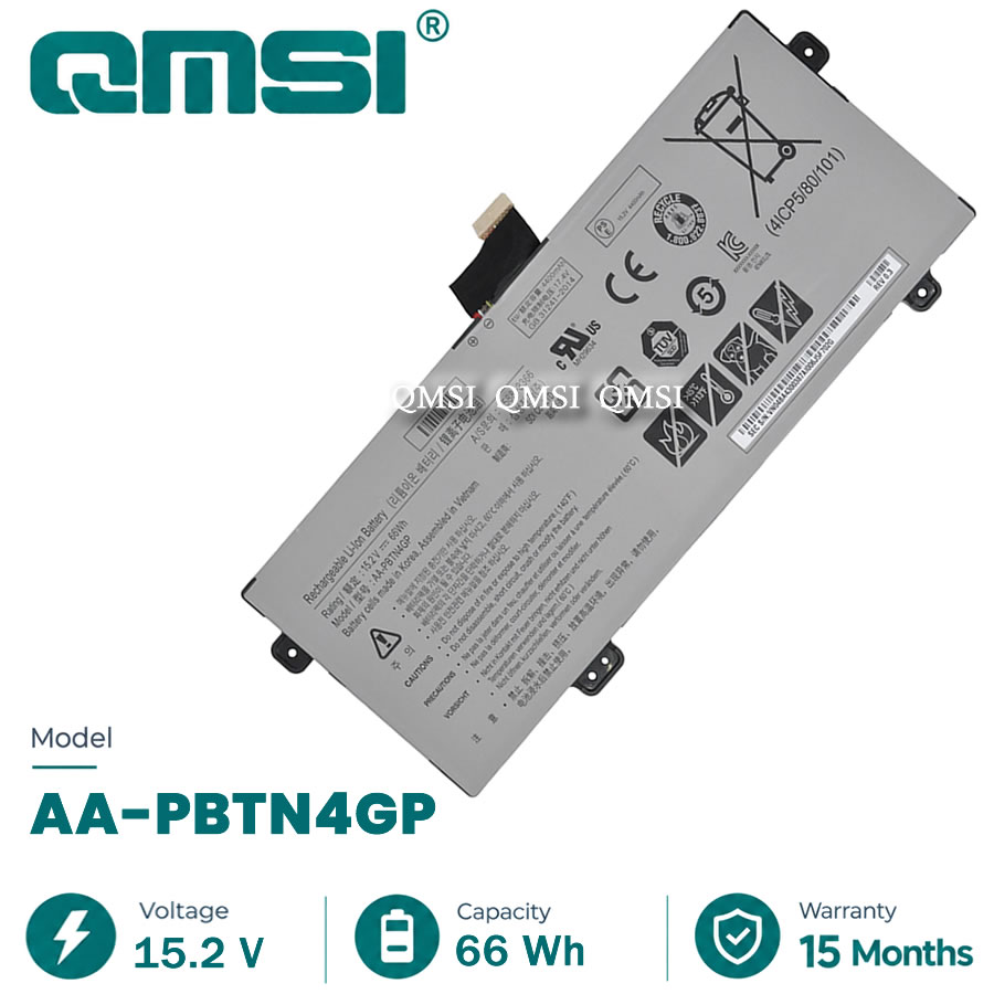 QMSI 15.2V 66Wh 4400mAh Модель AA-PBTN4GP Аккумулятор для Samsung NP800G5H-XS1U NP800G5H-X02US Ноутбук