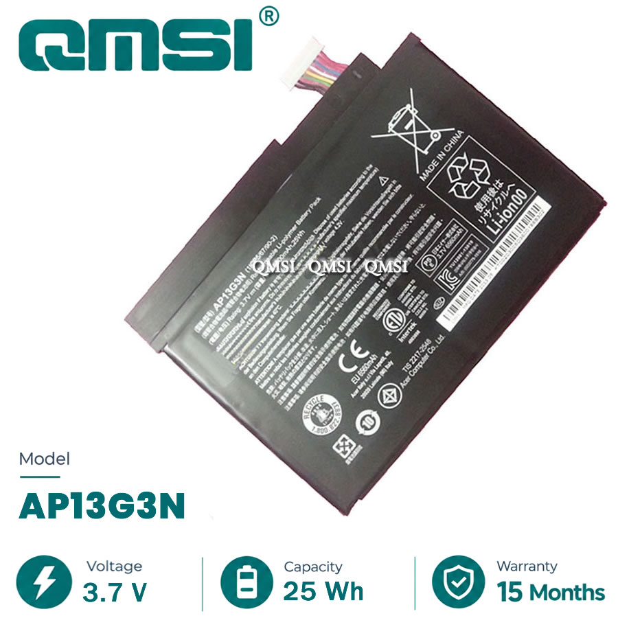 QMSI 3.7V 25Wh 6800mAh Модель AP13G3N Аккумулятор для Acer Aspire Iconia W3-810 Tablet 8 Планшет серии