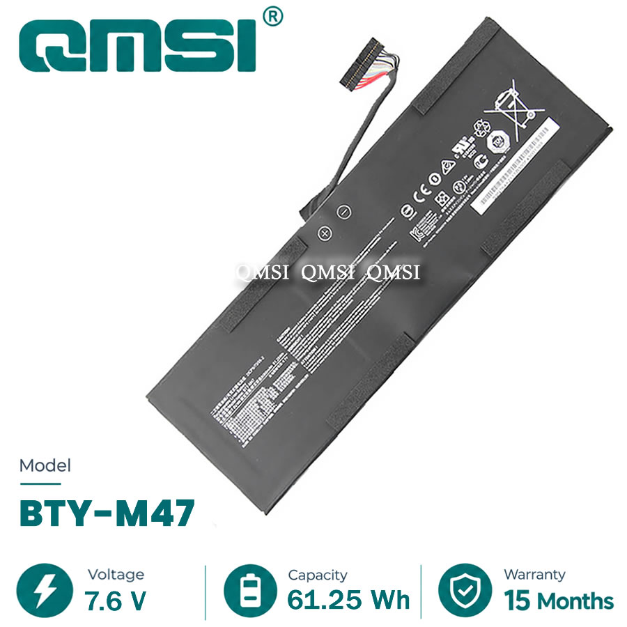 QMSI 7.6V 61.25Wh 8060mAh Модель BTY-M47 Аккумулятор для MSI MS-14A1/14A3 or TerransForce GS40 GS43 GS43VR 6RE GS40 6QE Ноутбук