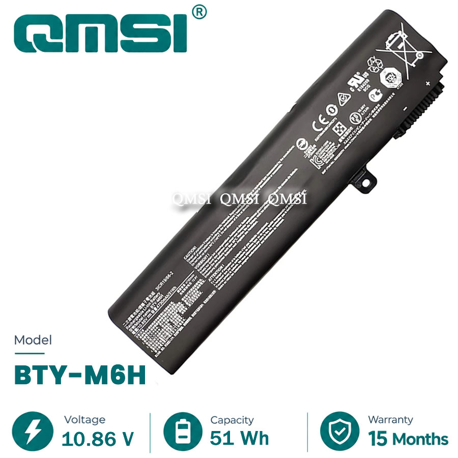 QMSI 10.86v 51wh 4730mah Модель BTY-M6H Аккумулятор для MSI GL62M GL72 GP62 GP62MVR GP72 GE62 GE72 MS-16J1 Ноутбук