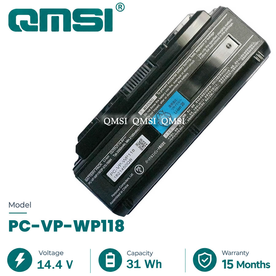QMSI 14.4V 2250mAh 31Wh Модель PC-VP-WP118 WP118 OP-570-76994 Аккумулятор для NEC PC-LL370ES6B/LL750F/LL850ES/LL770FS/LL770 Ноутбук серии