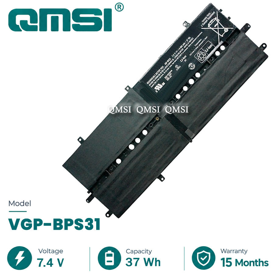 QMSI 7.4V 37Wh 4960mAh Модель VGP-BPS31 Аккумулятор для SONY VAIO SVD11 Duo11 SVD112A1ST Ноутбук