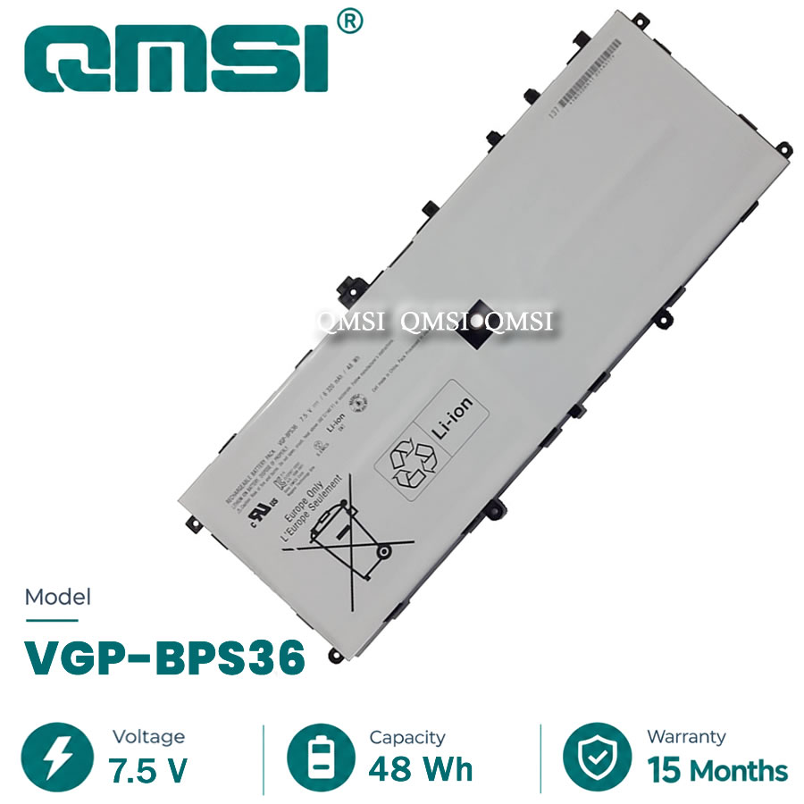 QMSI 7.5V 48Wh 6320mAh Модель VGP-BPS36 Аккумулятор для Sony Vaio Duo 13 Convertible Touch 13.3" SVD13211CG/A14W/1M2EW Ноутбук