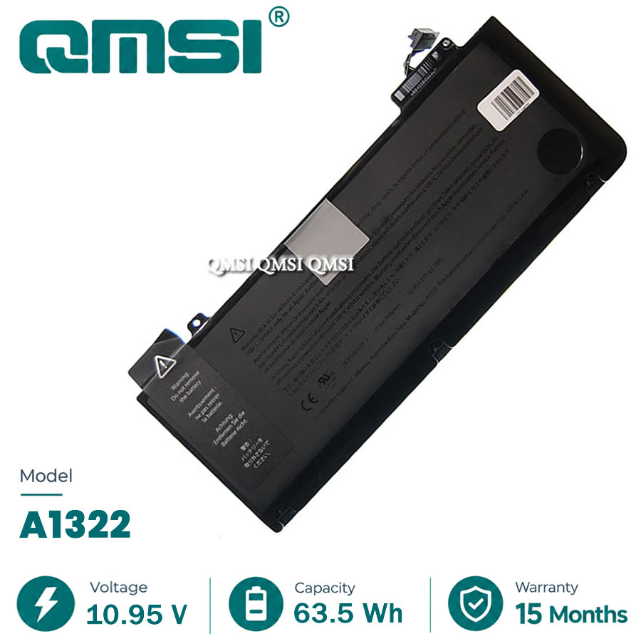 QMSI 10.95V 63.5V Модель A1322 Аккумулятор для APPLE MacBook Pro 13 "A1278 (2009-2012 Year) MB990 MB991 MC700 MC374 Ноутбук