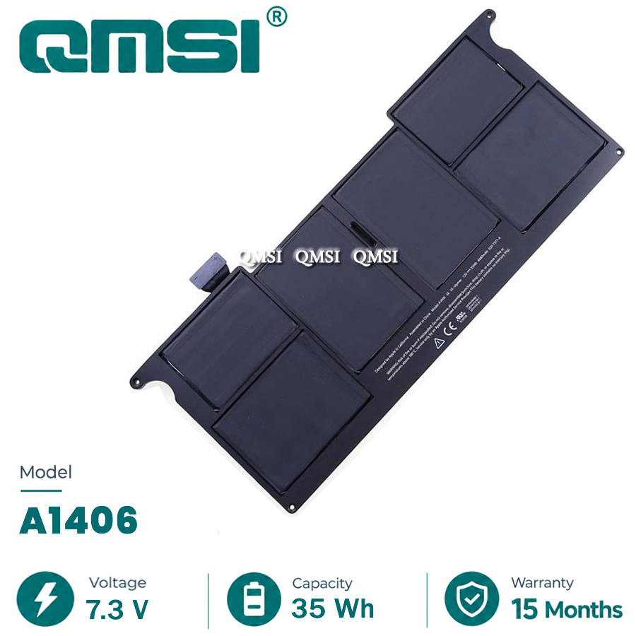 QMSI 7.3V 35Wh 4680mAh Модель A1406 Аккумулятор для Amacbook Air 11" A1370/1465/1495/1496 2011-12 MC968LL MC969LL MD223LL Ноутбук