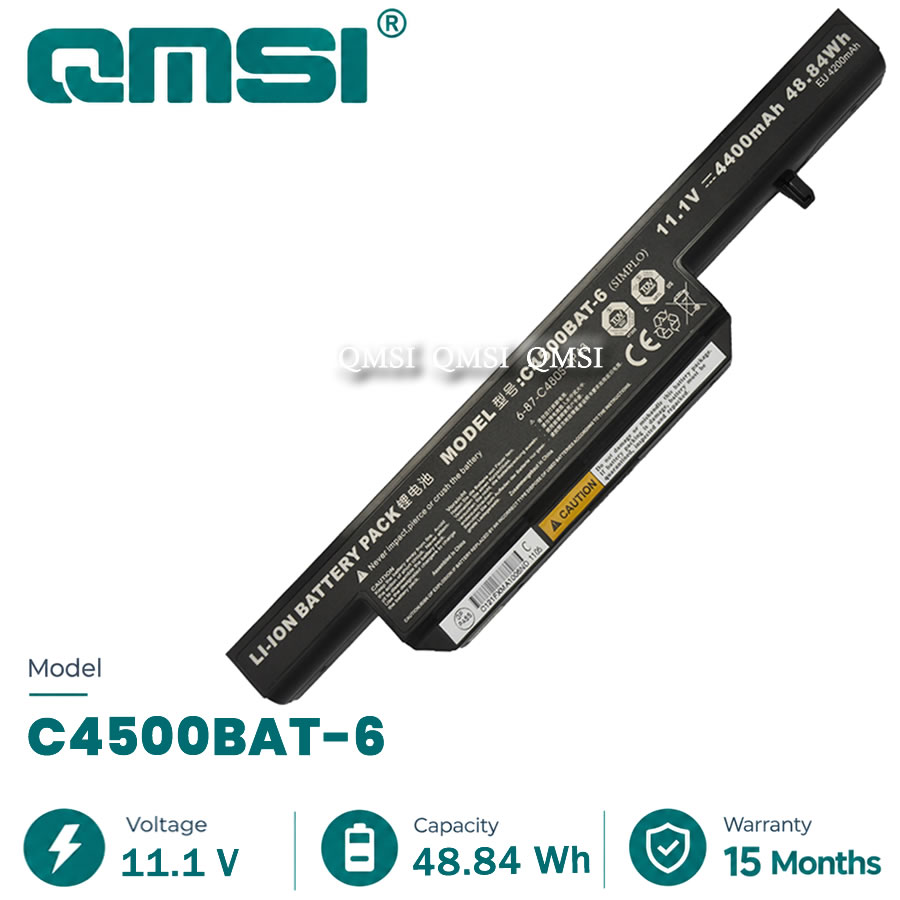 QMSI 11.1 V 48.84WH 4400mAh Модель C4500BAT-6 Аккумулятор для Clevo W170ER W170HN W170HR 6-87-C480S-4P43 Ноутбук