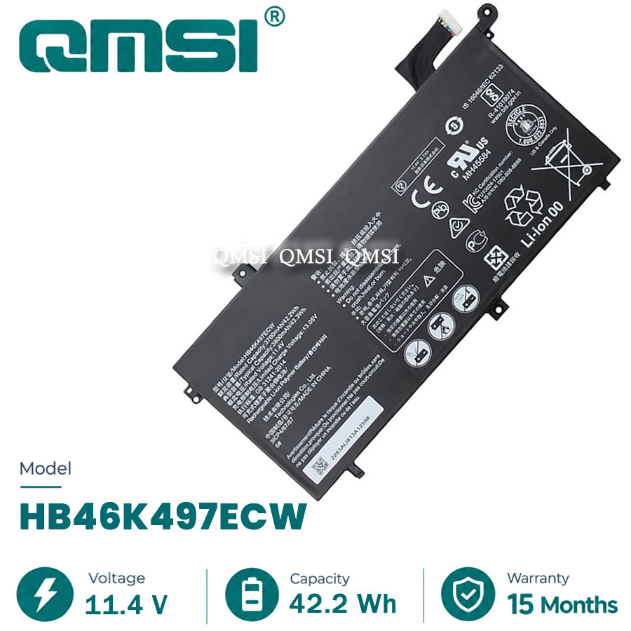 QMSI 11.4V 42.2Wh 3700mAh Модель HB46K497ECW Аккумулятор для HUAWEI Matebook D 2018 PL-W19 MRC-W60 Ноутбук