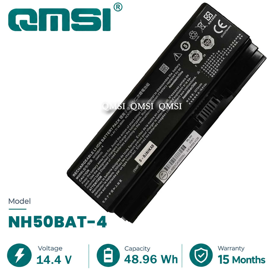 QMSI 14.4V 48.96Wh 3275mAh Модель NH50BAT-4 Аккумулятор для Clevo NH50RA или Hasee Mars Z7T или MACHENIKE T58-VB Серия Ноутбук