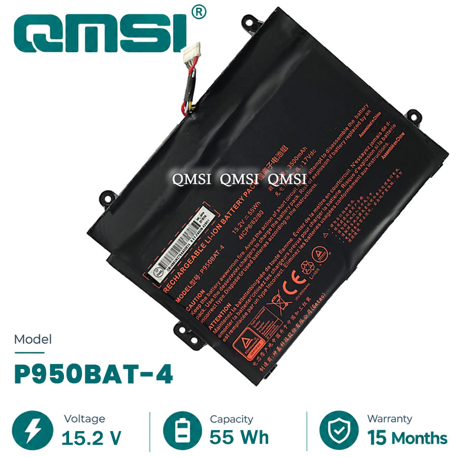 QMSI 15.2V 55Wh 3500mAh Модель P950BAT-4 Аккумулятор для Clevo Eurocom Q5 Q6 P955EP6 P950KP6 P950HP6 P957HR для Hasee Kingbook T97/E/C Ноутбук